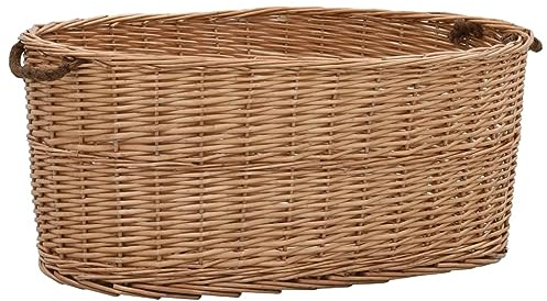 sephironlbb Panier à bûches en osier naturel avec poignées de transport - 78 x 54 x 34 cm - Panier à bûches polyvalent pour rangement du bois de cheminée, support empilable et transport - Chariot à