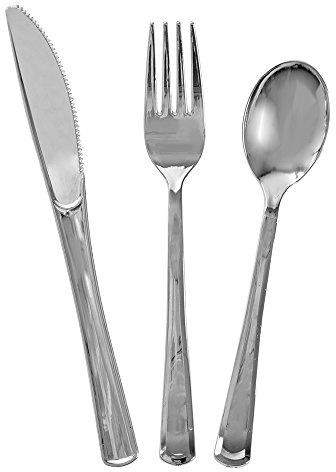Kunststoffbesteck für 6 Personen - Metallisches Silber - 18-teilig