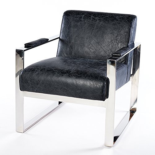 Phoenixarts Echtleder Vintage Ledersessel Schwarz Wartezimmer Sessel Retro Design 645