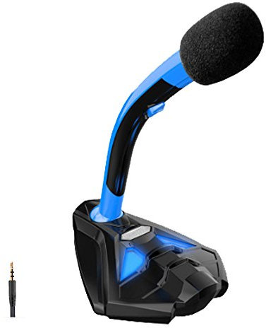 Microphone de bureau - Micro à Pied USB pour Ordinateur (bleu+3.5mm)