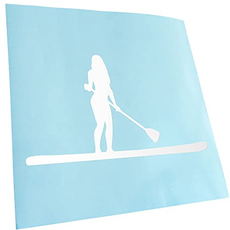 Kiwistar - Autoaufkleber - Stand Up Paddling Figur - weiss - 17,5x10cm - Heckscheibe Auto Aufkleber wetterfest für Kfz LKW Mofa Truck - Sticker außen selbstklebend Tuning Zubehör für Fenster Fahrzeug
