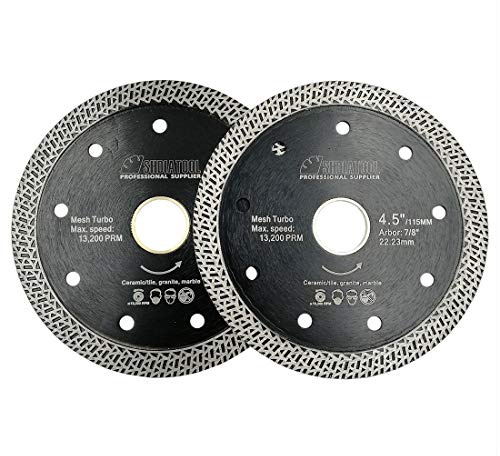 SHDIATOOL Diamant Trennscheibe 2 Stücke 115MM mit Mesh Turbo Rim Segment Schneiden Fliesen Keramik Granit Marmor