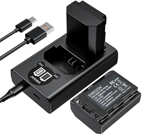 ENEGON Replacement Battery (Pack of 2) and Smart LED Dual USB Charger for Sony NP-FZ100 and A9,A9R,A9S,A7RIII A7R3, A7 III, A7R4, A7RIV Digital