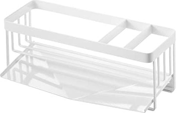 YAMAZAKI 5016 Tower Abtropfgestell für Schwämme und Seifenspender, weiß, Stahl, Minimalistisches Design, 25 x 10 x 9,5 cm (LxBxH)