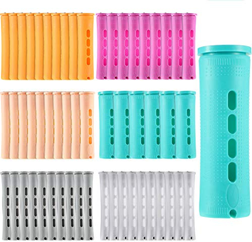 WILLBOND 56 Pcs Hair Perm Rods Plastic Cold Wave Perming Rods with 6 Sizes Curling Rollers for Women Short Long Hair DIY Hairdressing Styling Tools(Assorted Size,Mixed Color)