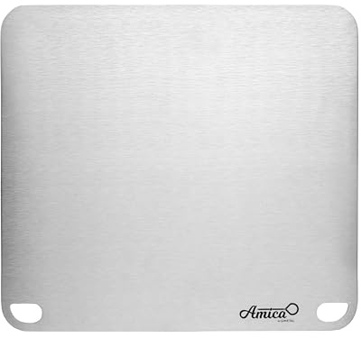 Gi.Metal Edelstahl Pizzateller im Backofen, 40 x 35 cm Stärke 4 mm