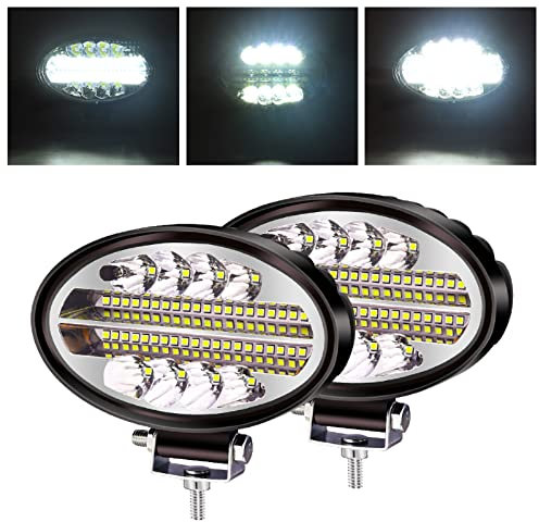 YnGia Lot de 2 feux de conduite tout-terrain 144W, barre lumineuse de travail LED ovale étanche, phare antibrouillard 12 V 24 V pour voiture camion 4x4 tracteur bateau (blanc)