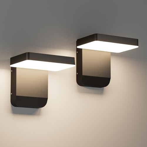 K-Bright 2 Stück LED wandleuchte aussen, 20 W 4000 K Außenleuchte Schwarz | 1560LM Aluminium Außenleuchte, IP54 wasserdichte LED Außenwandlampe, geeignet für Korridore, Außenbalkone, Garagen und Gärten