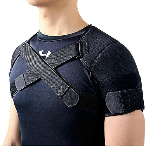 EvAnem Deporte Doble Hombro Soporte Ajustable Hombres Mujeres, Hombreras Deportivas Ajustables, Cinturón Soporte Compresión - Protección Articulaciones, Artritis, Tendinitis Escápula
