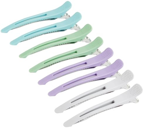 LOPHE Haarklammern, 8 Haarklammer Friseurbedarf zum Stylen und Schneiden, Haarclips Abteilklammern Friseur Klammern, Haarspangen mit Silikonband, Haarklemmen Friseurbedarf für Dickes Dünnes Haar