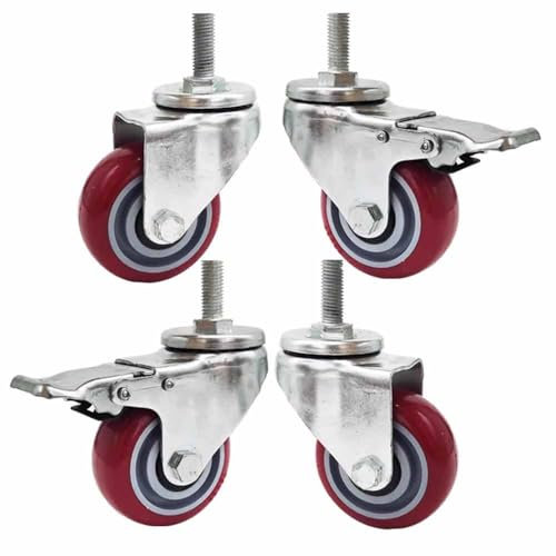 ZYBOWAYL 4 Stück 100mm Transportrollen Tragkraft 330kg, Schwerlast Lenkrollen mit Gewinde M20*30/60/100/150mm, Leise PU Möbelrollen, Bremsrollen für Möbel, Trolley (Size : M20*150mm)