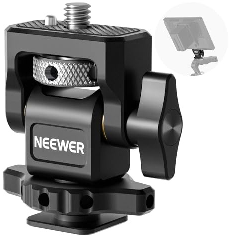 NEEWER Feldmonitorhalterung mit Cold Shoe(2er),1/4 Schraube für 5 & 7 Kamera Monitor Mount, 360° drehbar & einstellbare 180° Neigungsdämpfung, kompatibel mit SmallRig Cage Atomos Ninja V, MA006