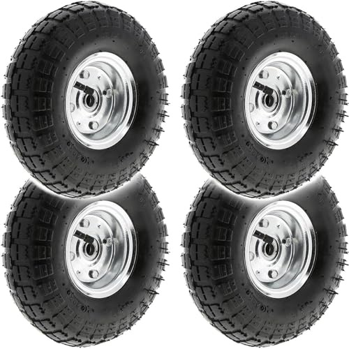 Buystarget 4X 10in Wheelbarrow Wheel Tyres Pneumatic Puncture Proof Solid Wheelbarrow Trailer Tires Garden Truck Wheel Replacement Tyre Trolley Wheels for Lawn Trolley Wagon Barrow Cart Trailer Truck