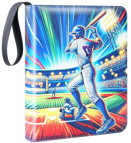 900 Pockets Trading Baseball Card Binder with Sleeves, 50 Removable Pages, 3 Ring Zipper Binder Collectable Card Book Album with Strap, Leather Sport Games Cards Folder, Card Collector Gifts