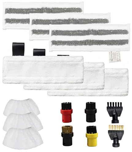 Getyjoe Lot de 15 Accessoires Nettoyeur à Vapeur pour Karcher Easyfix SC1/SC2/SC3/SC4/SC5/SV7 3 Chiffons de Sol en Microfibre + 3 Buses à Main Microfiber Cloth +3 Chiffons Abrasifs + 6 Brosse