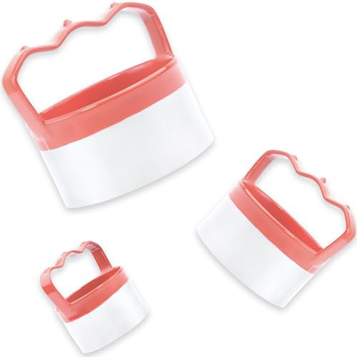 3 Pcs Round Biscuit Cutters Set 3, 3.5, 4, 0.4mm Stainless Steel Circle Cookie Cutters for Baking, Comfortable Grip, Red Silicone Handle