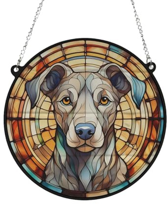 Greyhound Grey Stained Glass Effect Suncatcher Gift for Dog Lovers - 13cm