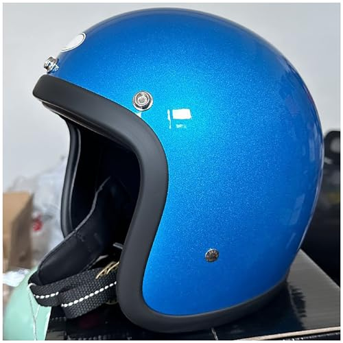 RCGNR Classic 500TX Small Body Helmet Open Face Half Face 3/4 Jet ECE Certified Retro Helmet Motorcycle Motorbike Scooter Vintage Helmet for Men and Women,Blue,M