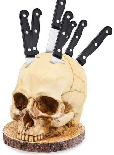 Skull Knifes Holder, Zombie Knife Holder for Kitchen Storage, Horror Skeleton Shape Head Knives Rack Organizer, Gothic Kitchen Knife Holder Gadgets for Home Decor, Novelty for Halloween