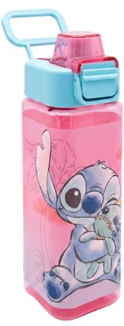 Disney Stitch Bouteille Réutilisable, Gourde D'eau Rectangulaire pour Filles, Bouteille de Voyage, Capacité 500 ml
