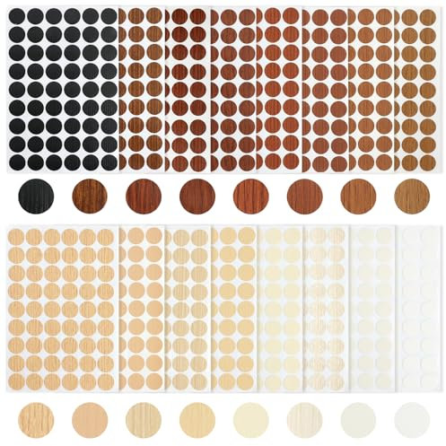 Tappi Coprivite Adesivi,16 Colori 864 Pcs Coperchio Foro Vite Tappi di Copertura Autoadesivi per Armadi, Scrivanie, Mobili Riparazioni