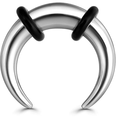 BodyBonita G23 Titan Septum Piercing 6G 8G 12G - Hufeisen Circular Barbell Spikes Stretched Pincher Nasenpiercing Schmuck ASTM F136 Titan Ohrringe für Frauen Männer Silber 10mm 12mm