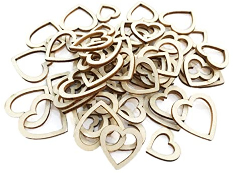 Operitacx Holzherzen Dekoration, Beige, 100 Stück, Herzförmig | Tischstreuung bei Hochzeit, Leichte Hohlform, Bastelmaterial für Dekorative Objekte