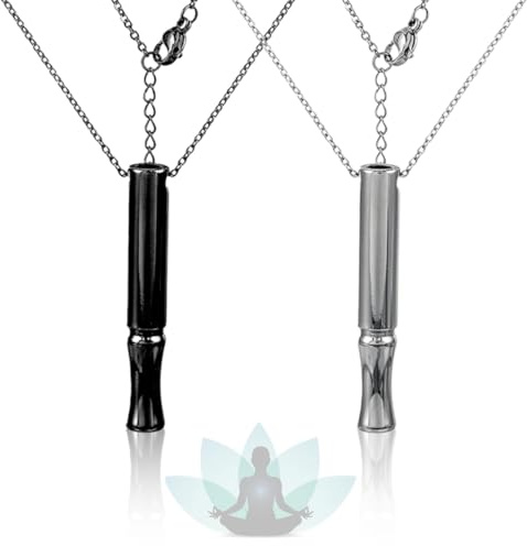 Gegen Rauchen Aufhören Necklace, 2 Stück Rauchentwöhnung Hilfsmitte,Halskette Rauchfrei Original,Atemkette Rauchfrei Hilfsmittel Raucherentwöhnung Kette mit Pfeif,Angst Atemhalskette mit Widerstand