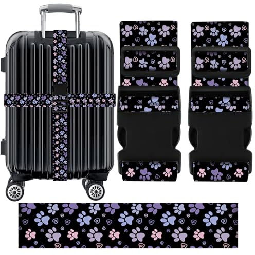 Luggage Straps, 2 Pcs Luggage Straps for Suitcases Strap Suitcase Belts, Baggage Identifiers Suit Case Accessories with Buckle Nylon Adjustable Band Over Handle for Airport (Cat claws)