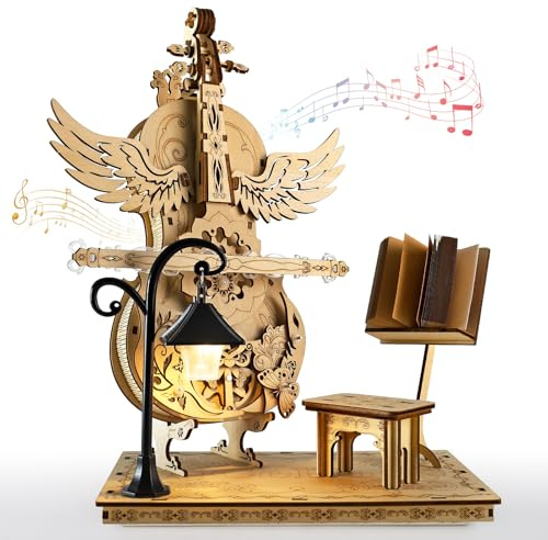 Puzzle 3D en Bois pour Adulte - Boîte à Musique mécanique 3D Violoncelle - Cadeau d'anniversaire, 3D Holzpuzzle Cello de Saint-Valentin, de Noël