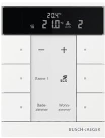 Busch-Jaeger SBR-F-6.0.11-884 Raumtemperaturregler mit Bedienfunktion 6-fach Busch-Tenton®, Free@Home, Studioweiß matt (2CKA006220A0894)