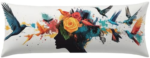 Colore Arancione Cuscino per Dormire Laterale 40x120 Cuscino Lungo per Dormire Lateralmente per Gravidanza e Sostenere la Maternità, Migliorare La Qualità Del Sonno, Federe Cuscini Letto Fiori Q-500