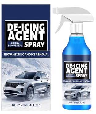 Spray descongelador para parabrisas, 4 fl.oz, removedor de hielo, spray de derretimiento de hielo para parabrisas de coche, para limpiar deshielo derretido para espejos de ventanas automotrices, nieve