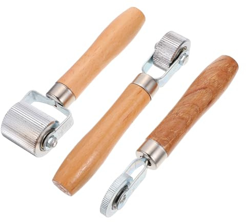 Healvian Outil de Réparation de Pneus de Voiture 3 Pièces Rouleaux de Compactage 6Mm 20Mm et 40Mm à Poignée en Bois Haute Résistance à L’Usure pour Étanchéité et Adhérence Optimale des