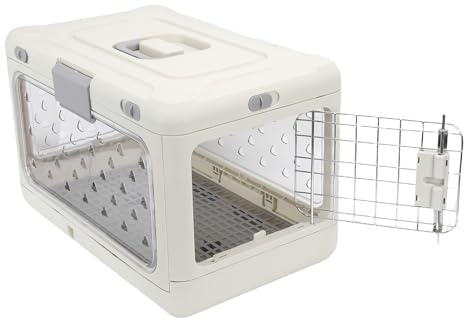 Dpofirs Faltbare, Transparente Katzenbox aus Kunststoff, Tragbar für Reisen Im Flugzeug, Auto, Geräumiges Fassungsvermögen, Zusammenklappbare Hundehütte für Große Haustiere