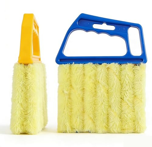 2 Pcs Venetian Blind Cleaner Tool Reusable Wet Dry Duster for Blinds | Washable,Microfiber Venetian,Window Blind Cleaner Brush with Ergonomic Handle,for VenetianBlinds Window Slat Air Conditioners