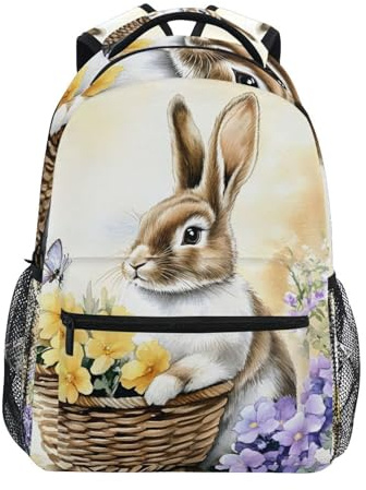 Mnsruu Sac à dos aquarelle avec panier à fleurs pour étudiants, garçons et filles, sac d'école, sac à dos de voyage décontracté
