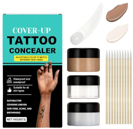 Kroppsben makeup vattentät, 2 färger heltäckande tatuering skydd up make-up, långvarig kroppskoncealer för tatueringar skrämma blekmedel, naturligt kroppsskydd perfekt, tatuering skydd kräm