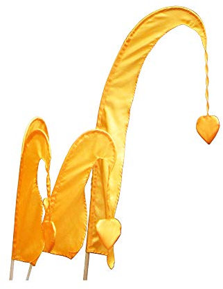 DEKOVALENZ - Balifahne Little SANUR mit Holzstange, mit herzförmiger Spitze, versch. Farben+Längen, Fahnenlänge:120 cm, Farbe:goldgelb