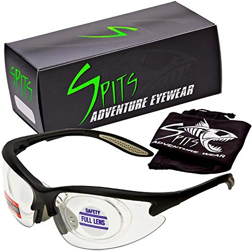 Spits Eyewear MAGshot Magnifying Hunting Shooting Safety Glasses Black Frame (Lens color: Clear, Prescription Adapter)