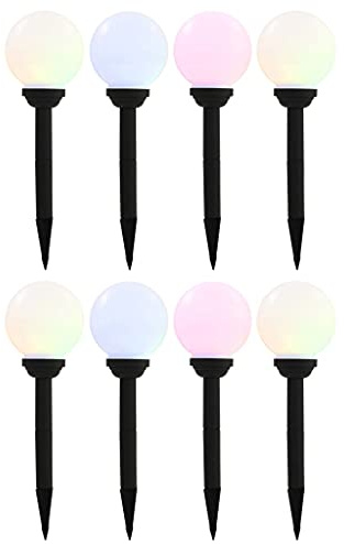 vidaXL 8X Lampade Solari da Esterni Sferiche LED RGB Giardino Faretti Lampioni Solari Decorazione Luci Notturne Ecologiche 15 cm Bianche