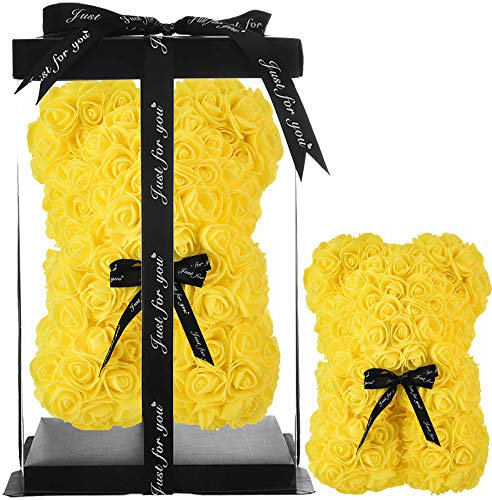 Rose, orso rosa, orsacchiotto Rosa, orsacchiotto, rosa, idea regalo per mamma, donna, adolescente, regalo fatto a mano, orsacchiotto, rosa, orsacchiotto rosa, orsacchiotto, orsetto con scatola (giallo)