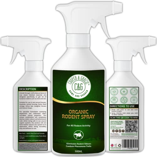 Natural Rodent Repellent Spray 500ML | Peppermint Oil Rat & Mouse Repellent | Natural Rat Repellent Sprays | Peppermint for Mice | Indoor Outdoor Rodent Control | How to Get Rid of Mice Naturally