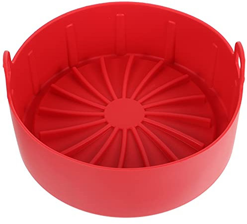 SOLUSTRE 1stück Silikon Backform Für Heißluftfritteuse Multifunktionale Bbq Platte Hitzebeständig Rote Silikonform Für Sicheres Backen Und Kochen Mit Zwei Griffen