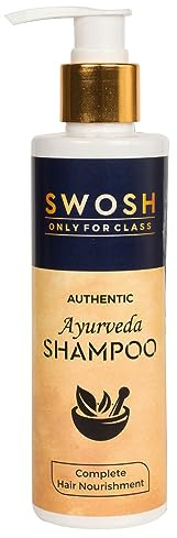 SWOSH Ayurvedic Shampoo für Haarfallkontrolle und Haarwachstum, hergestellt mit der Güte von Amla, Zwiebel, Brami, Alove vera, Bhringraj-Extrakt mit 15 ayurvedischen Kräutern| Alle Haartypen |200 ml