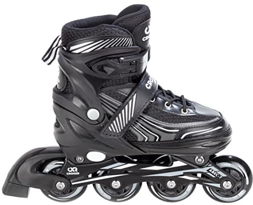 CROXER Optima Inline Skates Inliner für Kinder Erwachsene verstellbar (Black, 39-42 (24cm-26,5cm))