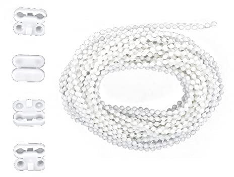 Roller Blind Roman Shade Blind Beaded Chain Cord,Replacement Blind Chain Connector,4.5mm Roller Blind Chain Beaded Pull Chain Extension with 4pcs Mating Connector,for Curtain Roller Repair Fitting,5M