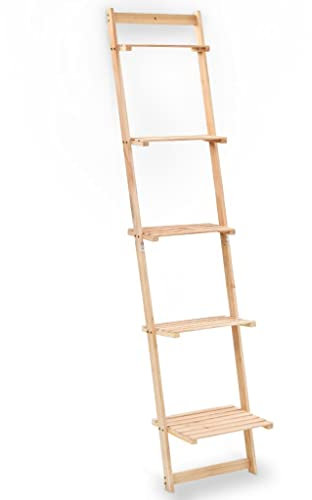 QZZCED Multiusi Ripiani Scaffale di Stoccaggio Libreria scaffale Scala Portaoggetti a Parete in Legno di Cedro 41,5x30x176 cm per Libri, Soggiorno, Salotto, Ufficio, Studio