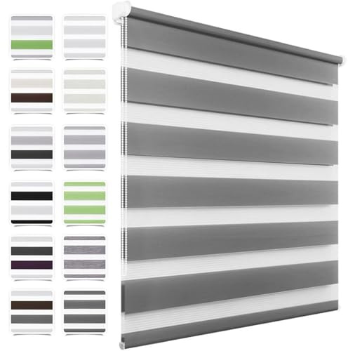 MupFup Doppelrollo Klemmfix ohne Bohren 90x170cm(BxH) Anthrazit,Rollo Klemmrollo mit Lichtdurchlässig und Verdunkelnd/Höhe Stufenlos Verstellbar für Schlafzimmer,Badezimmer,Wohnzimmer Fenster und Tür