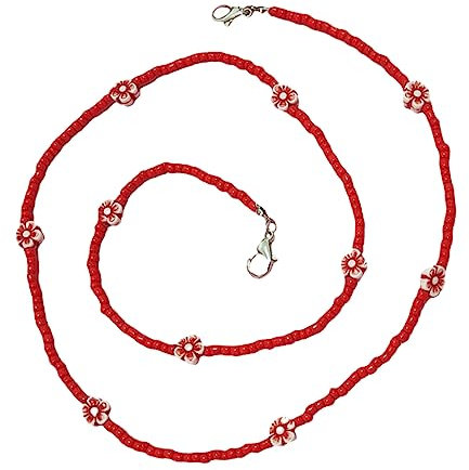 PRETYZOOM Perlen Sonnenbrillenkette Und Maskenband Boho Stil Robustes Perlenband Mit Schlüsselbandfunktion Vielseitiger Lanyard Für Brillen Und Gesichtsmasken Unisex Rot